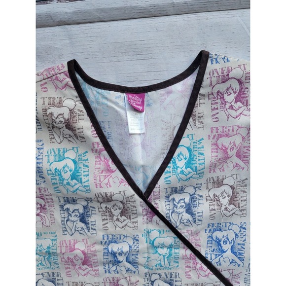 Disney Tinkerbell Fairy Sz XLarge Scrub Shirt Feisty Sassy Tink Nurse Tech Vet - Picture 2 of 10